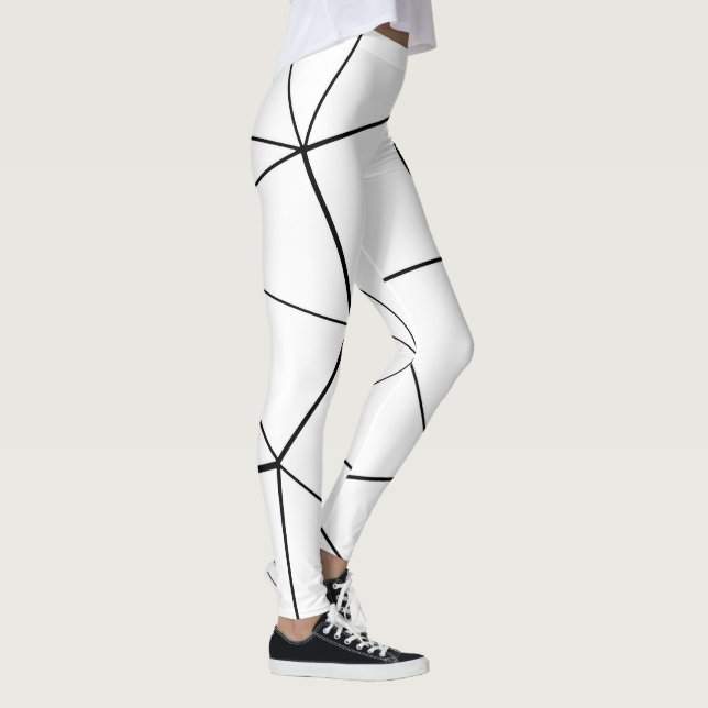 Geometric black white triangles lines retro cool leggings (Right)