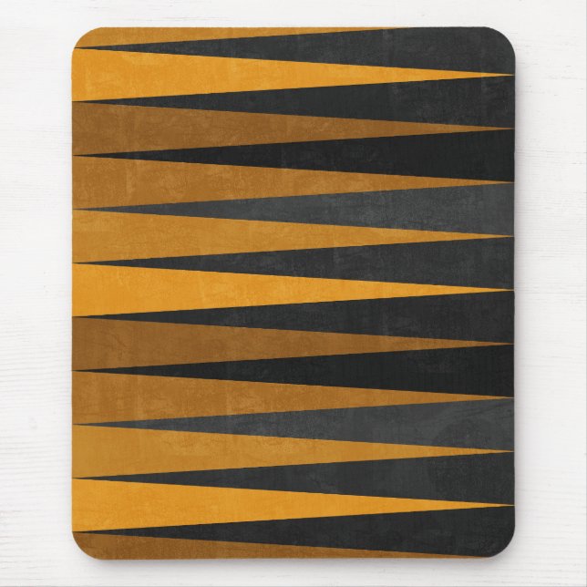 Geometric Black Yellow Mouse Mat (Front)