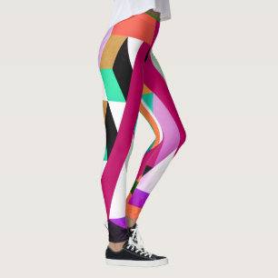 Geometric Block Art Bright Colourful Trendy Leggings