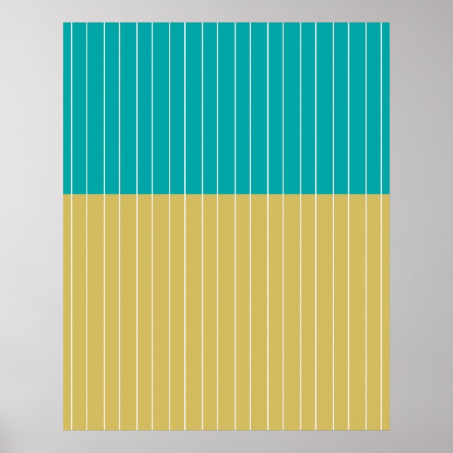 Geometric Blocks and Lines Yellow Blue Poster (Front)