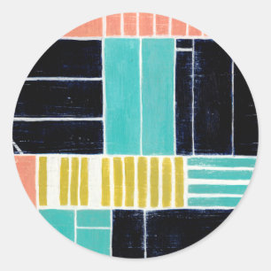 Geometric Blocks Classic Round Sticker