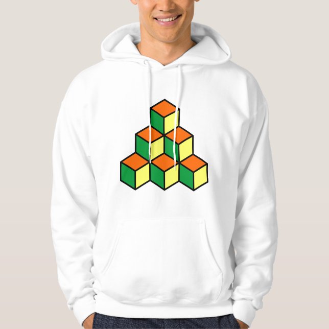 Geometric Blocks - Green Orange and Yellow Hoodie (Front)