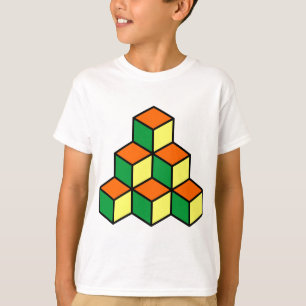 Geometric Blocks - Green Orange and Yellow T-Shirt