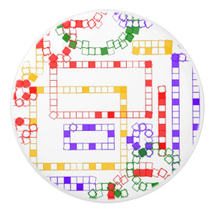 Geometric Blocks Red Yellow Blue Green Ceramic Knob