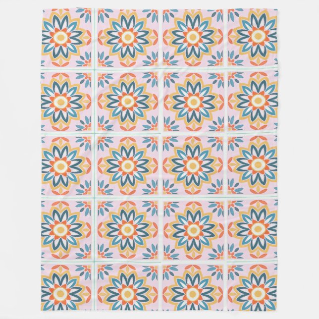 Geometric Bloom Fleece Blanket (Front)