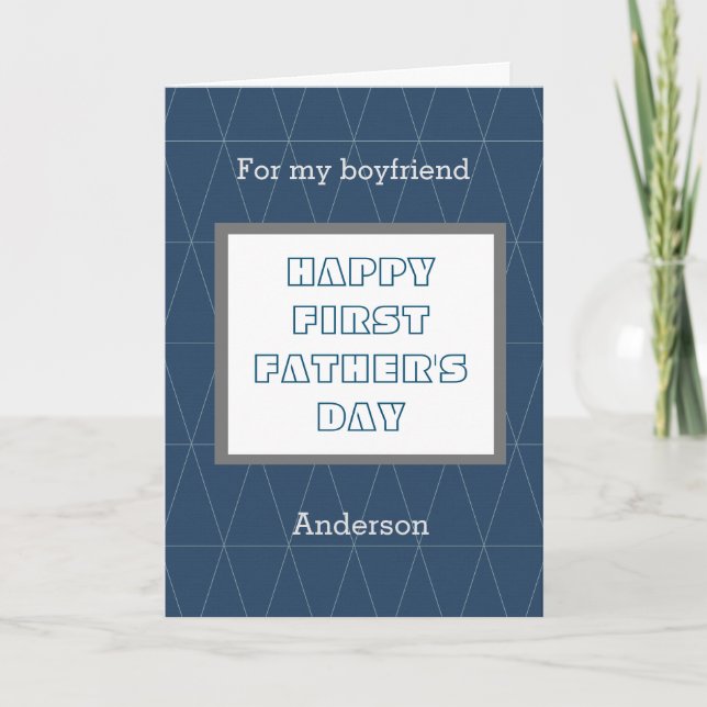 Geometric Blue 1st Father's Day for my Boyfriend Card (Front)