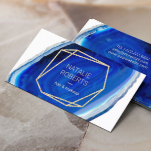 Geometric Blue Agate Geode Modern Beauty Salon Business Card