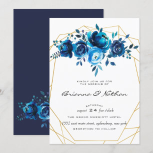 Geometric Blue Alabaster Wedding Invitation