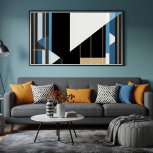 Geometric Blue and Gold Poster