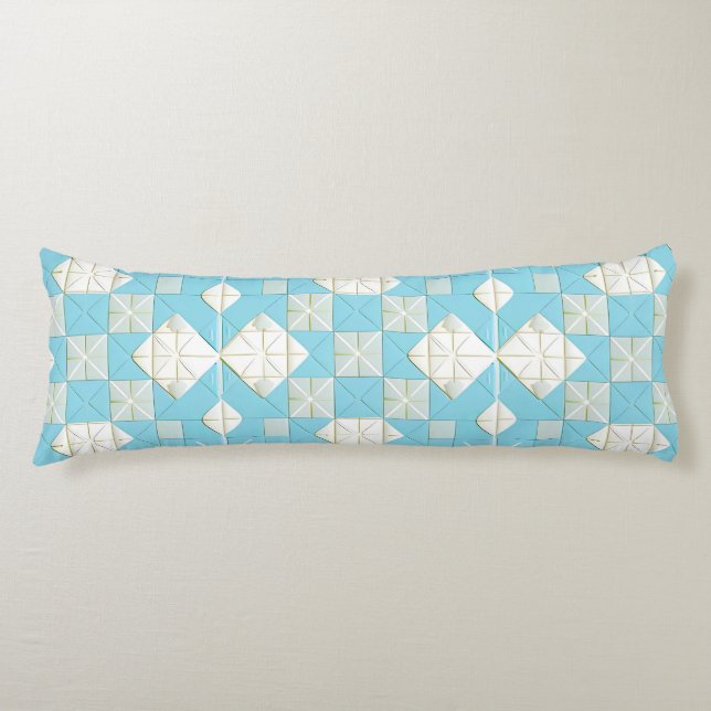 Geometric Blue and White Pattern Body Cushion (Front)
