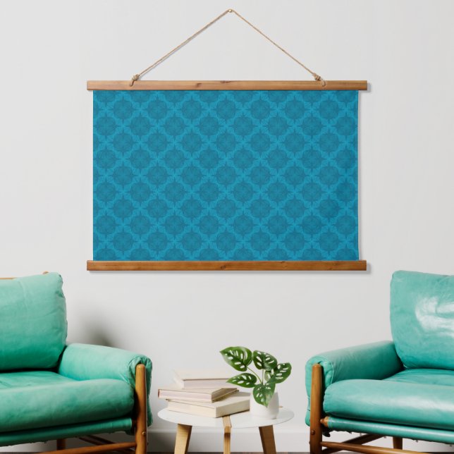 Geometric blue art deco hanging tapestry (Living Room)