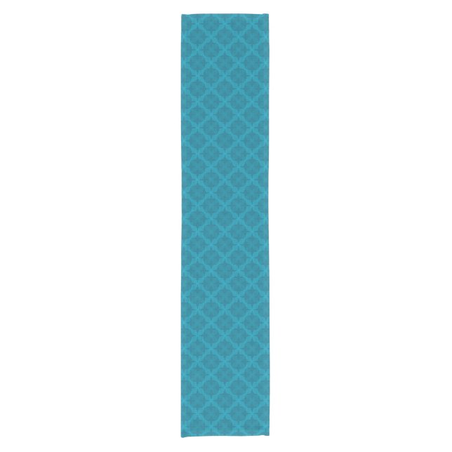 Geometric blue art deco short table runner (Front)