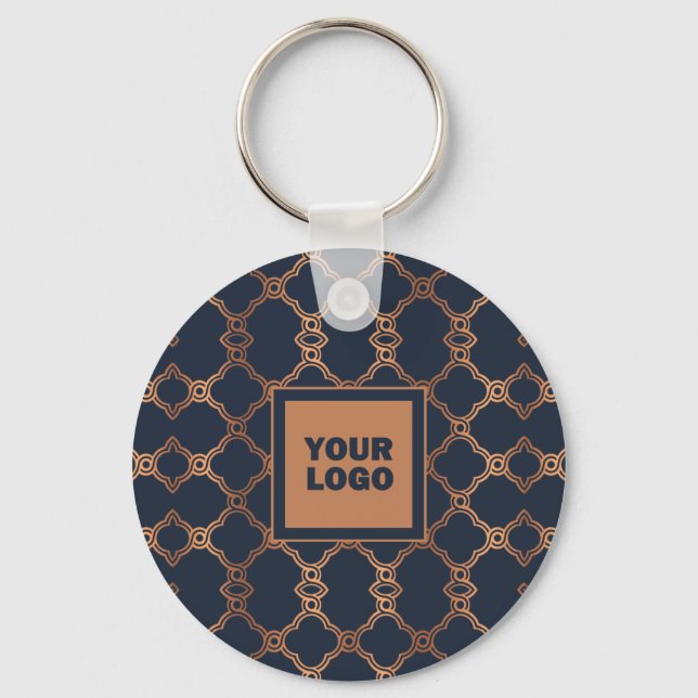 Geometric Blue Company Logo Key Ring (Front)
