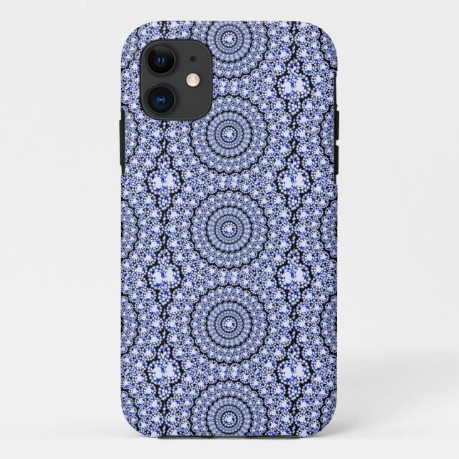 Geometric Blue Diamonds Glitter Black Background Case-Mate iPhone Case (Back)