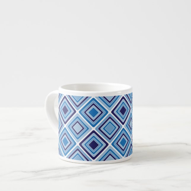 Geometric Blue Espresso Mug (Front Left)