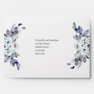 Geometric Blue Florals Wedding Envelopes