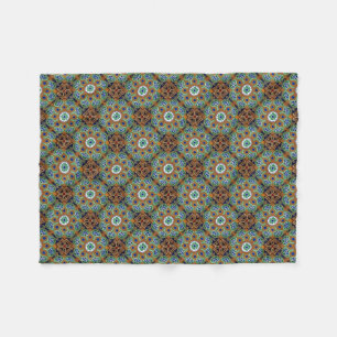 Geometric blue green and tan Fleece Blanket