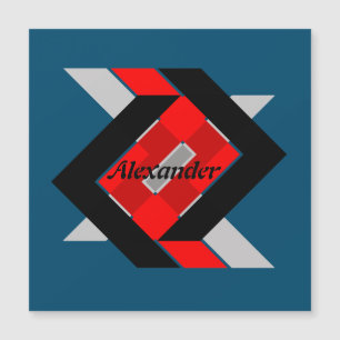Geometric blue grey red black personalised simply