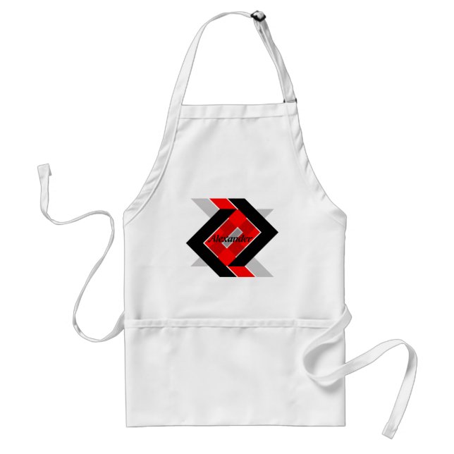 Geometric blue grey red black personalised simply standard apron (Front)