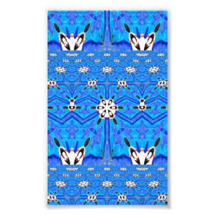 geometric blue grid photo print