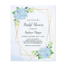 Geometric Blue Hydrangea Budget Bridal Shower