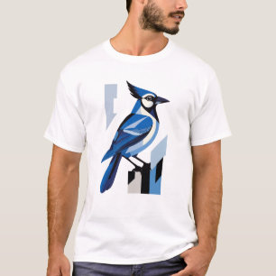 Geometric Blue Jay Bird T-Shirt