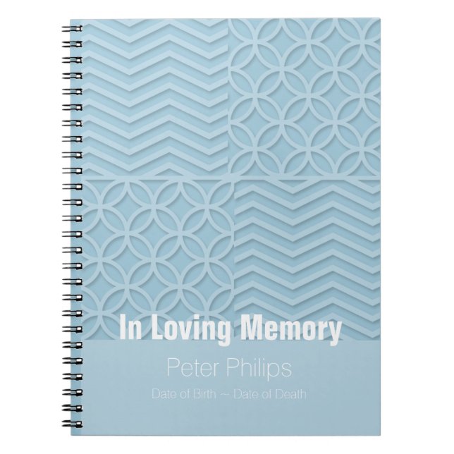 Geometric Blue Memorial Service Funeral Guest Book (Front)