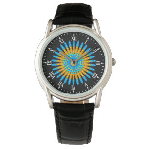 Geometric Blue Orange Mandala Design-68567 Watch