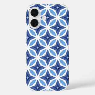 Geometric Blue Pattern iPhone 16 Case