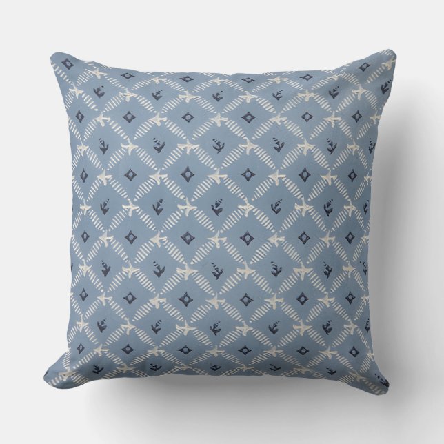 Geometric Blue Pattern Cushion (Front)
