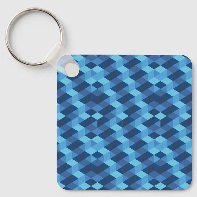 Geometric Blue Pattern Key Ring (Front)