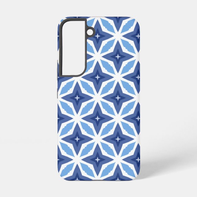 Geometric Blue Pattern Samsung Galaxy S22 Case (Back)