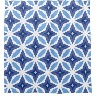 Geometric Blue Pattern Shower Curtain