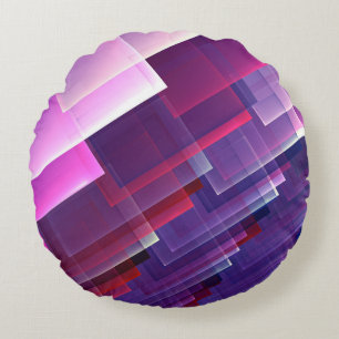 Geometric Blue Round Cushion