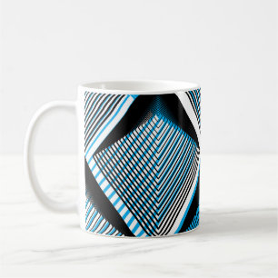 Geometric Blue Stripes: Bright Vintage Overlay Coffee Mug