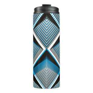 Geometric blue stripy overlay seamless pattern, br thermal tumbler