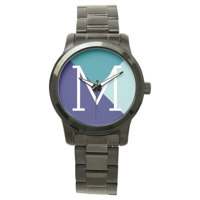 geometric blue to add initial watch (Front)