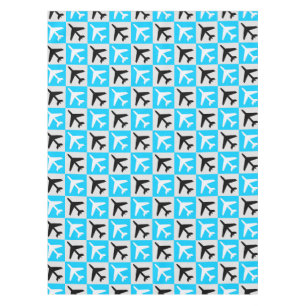Geometric Blue White Aviation Jets Aeroplane Tablecloth