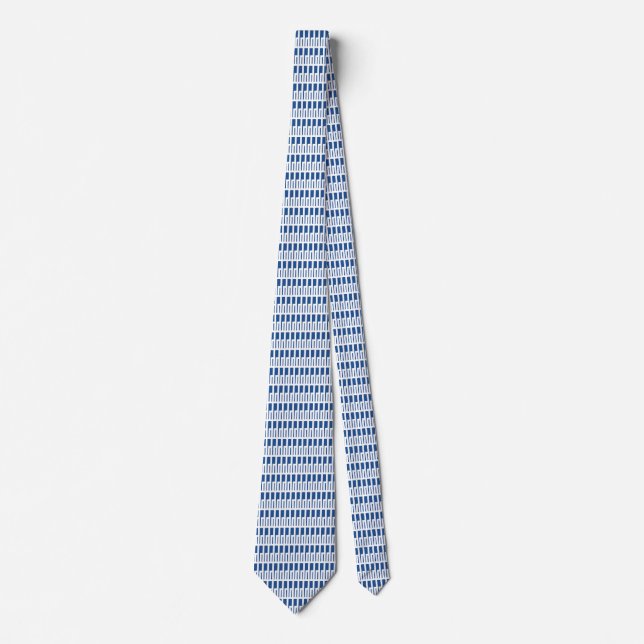 Geometric Blue White Pattern Tie (Front)