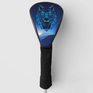 Geometric Blue Wolf  Golf Head Cover