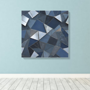 Geometric Blues Abstract Tile Mosaic Canvas Print
