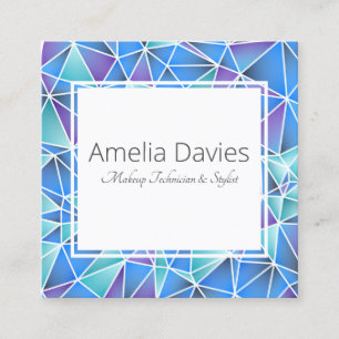 Geometric blues and purples square business card