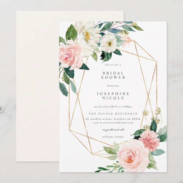 Geometric Blush Bridal Shower Invitation (Front/Back)