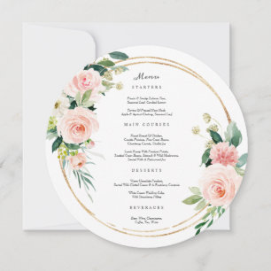 Geometric Blush Circle Menu Card