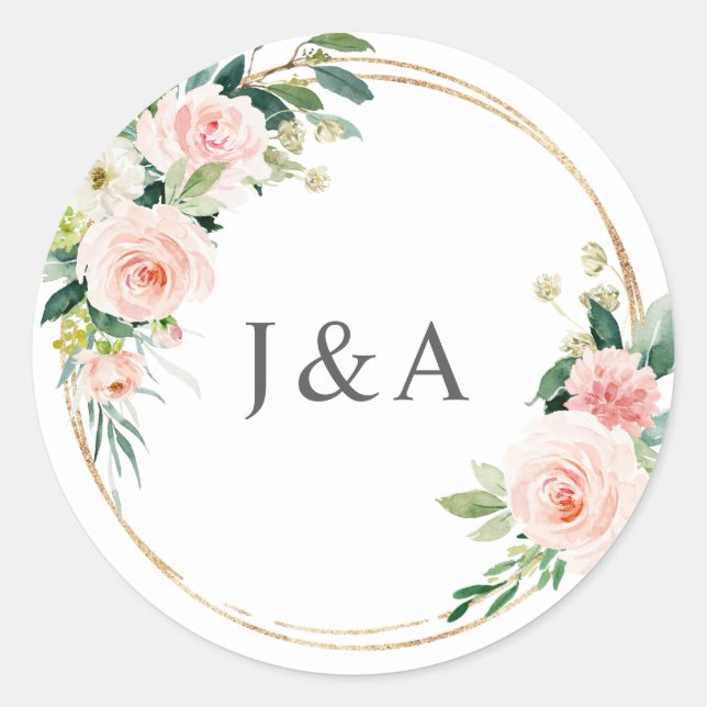 Geometric Blush Monogram Sticker Tag (Front)