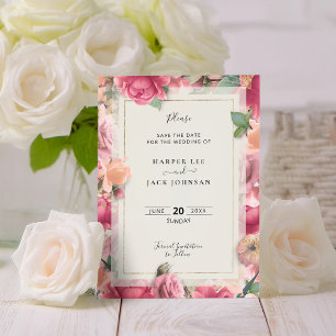 Geometric Blush Pink Floral Wedding Save The Save The Date