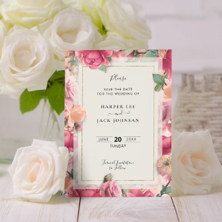 Geometric Blush Pink Floral Wedding Save The Save The Date