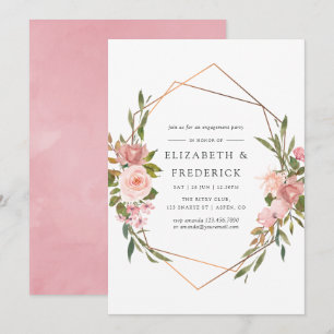 Geometric Blush Pink & Rose Gold Engagement Party Invitation
