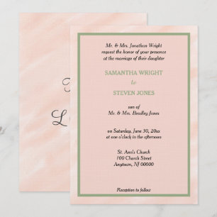 Geometric Blush Sage Green Watercolor Wedding Invitation