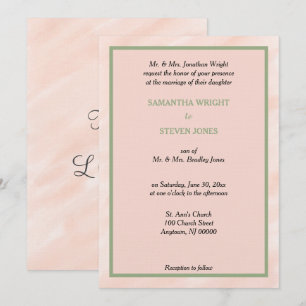 Geometric Blush Sage Green Watercolor Wedding Invitation